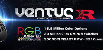 Игровая мышь Tt eSports Ventus R оснащена системой вентиляции и оптическим датчиком разрешением 5000 точек на дюйм