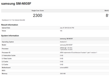 ПО Geekbench демонстрирует очень высокую производительность SoC Exynos 8893 у смартфона Samsung Galaxy Note7