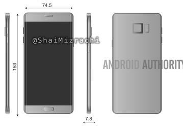 Опубликовано изображение смартфона Samsung Galaxy Note 7 с размерами	