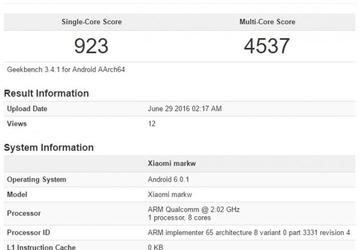 В результатах теста GFXBench замечено устройство Xiaomi markw