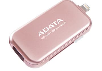 Флэш-накопитель Adata i-Memory UE710 с комбинированным разъемом USB 3.0 и Lightning окрашен в цвет розового золота