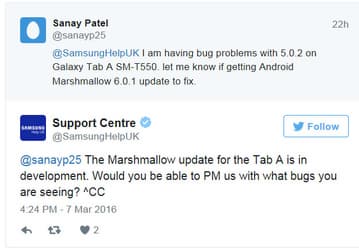 Samsung подтверждает факт разработки обновления Android Marshmallow для планшетов Galaxy Tab A