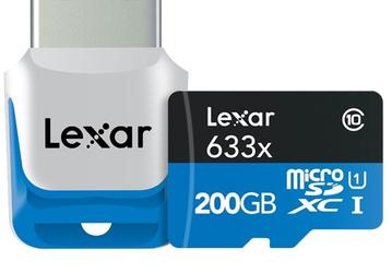 Карта памяти Lexar High-Performance 633x microSDXC UHS-I объемом 200 ГБ в режиме чтения развивает скорость 95 МБ/с