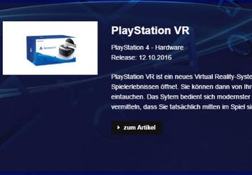 Ожидается, что гарнитура PlayStation VR поступит в продажу 12 октября