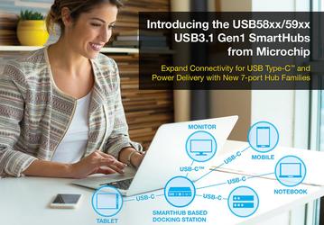 Microchip выпускает первые в отрасли семипортовые концентраторы USB 3.1 Gen1 с поддержкой USB-C
