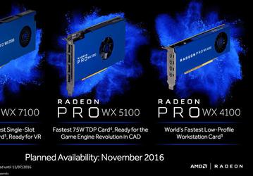3D-карты серии AMD Radeon Pro WX предназначены для рабочих станций 