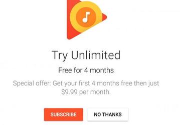 Google предлагает американцам четыре месяца бесплатного сервиса Play Music