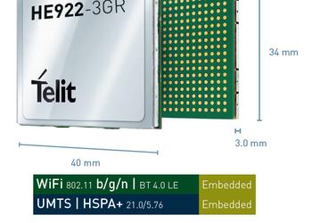 Производитель называет Telit HE922-3GR и WE922-3GR первыми гибридными модулями IoT, поддерживающими 3G, Wi-Fi, Bluetooth и GNSS