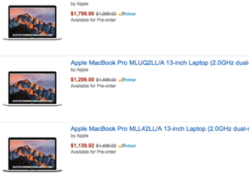Amazon по ошибке снизила цены на новые MacBook Pro, предложив скидки до $359
