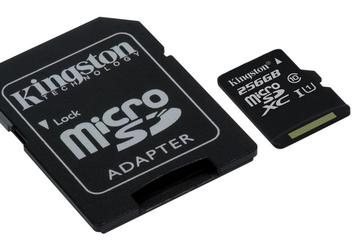 Kingston увеличивает объем карт памяти microSDXC Class 10 UHS-I до 256 ГБ