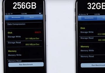 Версии iPhone 7 с 32 и 128/256 ГБ флэш-памяти действительно сильно отличаются по скорости записи данных
