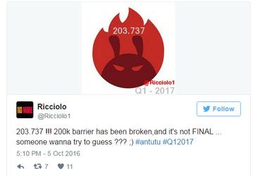 Неизвестное устройство, которое выйдет в первом квартале 2017, набрало 203 737 баллов в AnTuTu