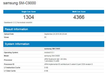Смартфон Samsung Galaxy C9 получил SoC Snapdragon 652 и 6 ГБ ОЗУ