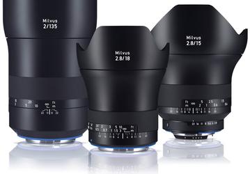 Представлены объективы Zeiss Milvus 2.8/15, Zeiss Milvus 2.8/18 и Zeiss Milvus 2/135