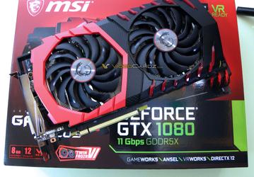 Серия изображений дает представление о внешнем виде 3D-карты MSI GeForce GTX 1080 Gaming X Plus 