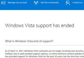Поддержка ОС Microsoft Windows Vista прекращена