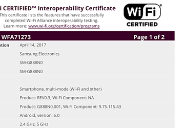 В базе данных Wi-Fi Alliance замечен смартфон Samsung SM-G888N0