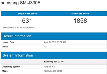В тесте Geekbench замечен смартфон Samsung Galaxy J3 (2017) на SoC Exynos 7570