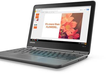 Экран мобильного компьютера Lenovo Flex 11 Chromebook можно раскрыть на 360°