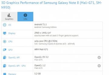 Samsung Galaxy Note 8 засветился в GFXBench и AnTuTu, характеристики  смартфона подтверждены