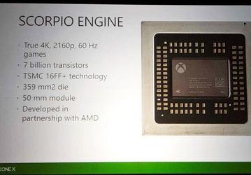 APU игровой приставки Xbox One X называется Scorpio Engine и состоит из 7 млрд транзисторов