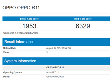 Смартфон Oppo R11 получит SoC Snapdragon 835 и 6 ГБ ОЗУ