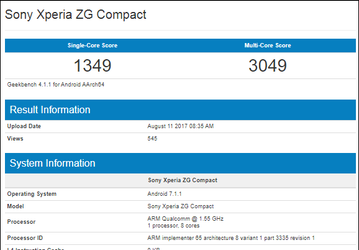 Смартфон Sony Xperia ZG Compact замечен в Geekbench