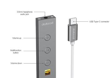 Переходник Dodocool с разъемами 3,5 мм и  USB-C поддерживает аудио  высокого разрешения