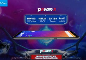 Смартфон Ulefone Power 3 получил аккумулятор емкостью 6080 мА•ч, четыре камеры и систему распознавания лиц