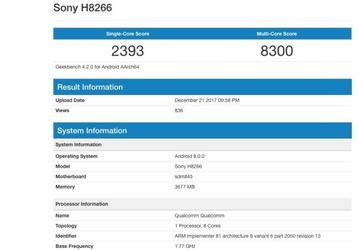Geekbench подтверждает наличие SoC Snapdragon 845 в новом смартфоне Sony Xperia