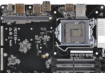Системная плата ASRock H110-STX MXM при типоразмере Mini-STX поддерживает дискретную видеокарту