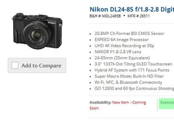 Названа новая дата начала продаж камер Nikon DL24-85, DL18-50 и DL24-500 