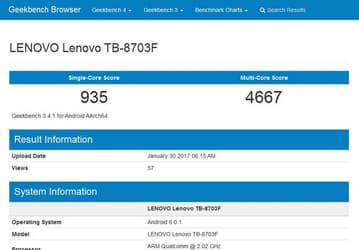 Планшет Lenovo Tab3 8 Plus замечен в Geekbench