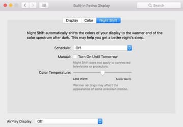 Режим Night Shift появился в macOS Sierra