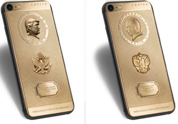 Caviar выпустила золотые смартфоны iPhone 7 с изображениями Владимира Путина и Дональда Трампа