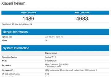 В Geekbench протестирован смартфон Xiaomi Helium 