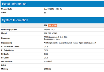Основой смартфона ZTE V0840 служит SoC Snapdragon 425 SoC