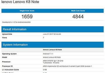 Смартфон Lenovo K8 Note оснащен SoC Helio X20 и 4 ГБ ОЗУ