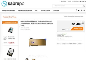 3D-карта AMD Radeon Vega Frontier Edition с СВО замечена в продаже по цене $1490
