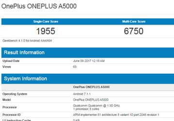 Смартфон OnePlus 5 с 8 ГБ ОЗУ протестирован в Geekbench 