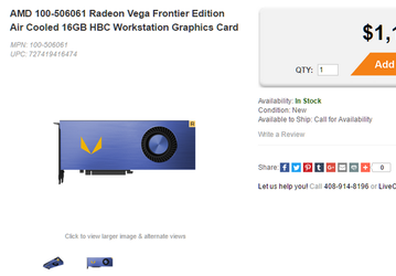 Профессиональные ускорители Radeon Vega Frontier Edition стали доступны для предзаказа по цене 1200 и 1800 долларов 