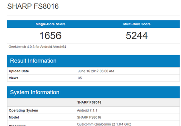Смартфон Sharp FS8016 с SoC Snapdragon 660 протестирован в Geekbench