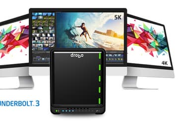 Хранилище Drobo 5D3 оснащено интерфейсом Thunderbolt 3