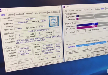 CPU Intel Core i9-7900X сравнили с Core i7-6950X в тесте CPU-Z