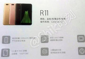 Буклеты дают представление о характеристиках смартфонов Oppo R11 и R11 Plus