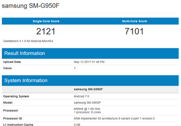 Смартфон Samsung Galaxy S8 с SoC Exynos 8895 набрал более 7000 баллов в Geekbench
