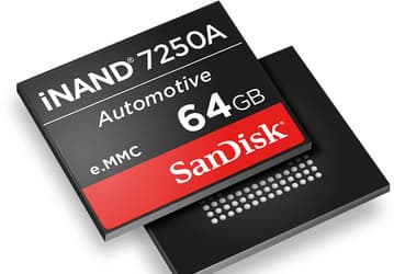 Встраиваемый твердотельный накопитель SanDisk iNAND 7250A предназначен для автомобильной электроники