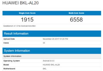 Смартфон Honor V10 замечен в базе данных Geekbench