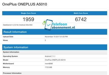 Смартфон OnePlus 5T с 8 ГБ ОЗУ протестирован в Geekbench