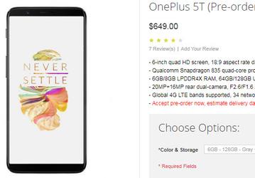 Стартовал прием предварительных заказов на смартфон OnePlus 5T, который оценен в $549
